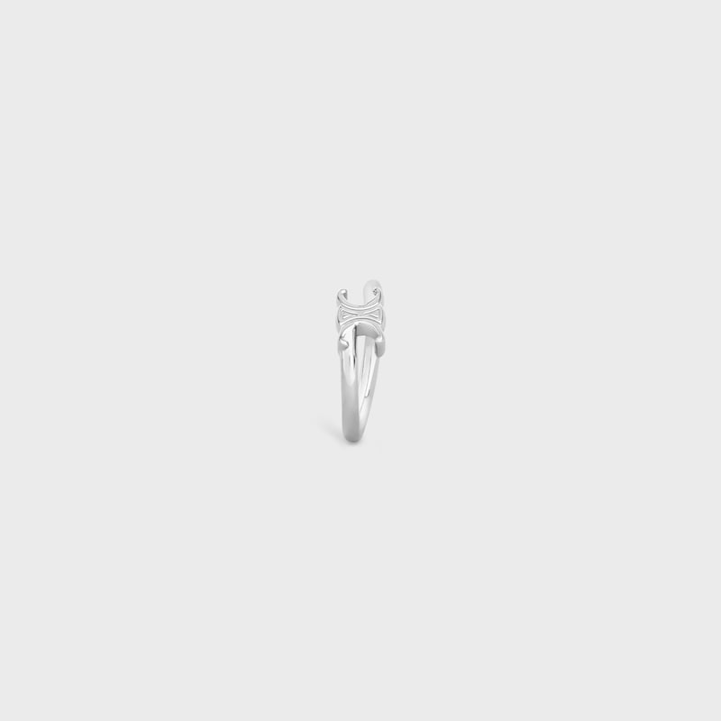 Triomphe Asymmetric Ring in Brass with Rhodium Finish - SILVER -  - 1 | CELINE