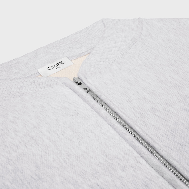 teddy jacket IN cotton fleece - PALE GREY/ OFF WHITE -  - 1 | CELINE