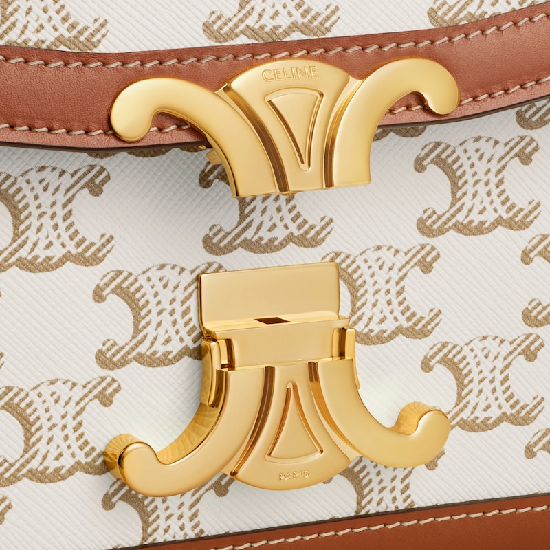 TEEN TRIOMPHE BAG IN Triomphe Canvas and Calfskin - WHITE - TRIOMPHE CANVAS - 1 | CELINE