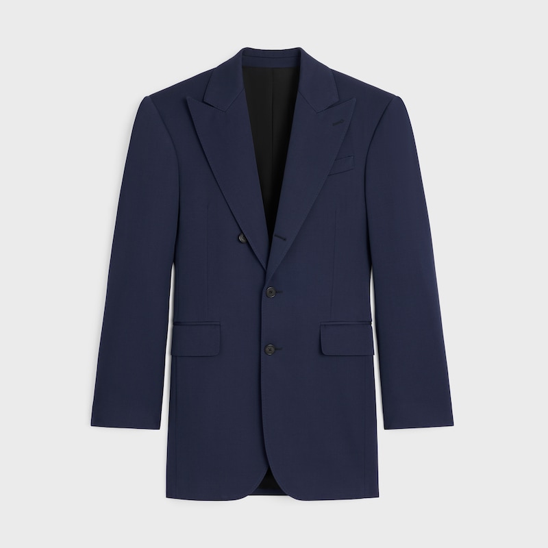 colonne jacket IN DIAGONAL WOOL - NAVY -  - 1 | CELINE