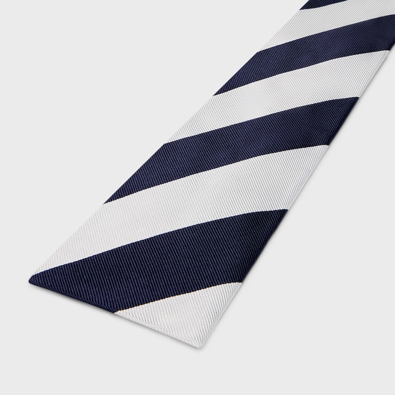 tie IN STRIPED SILK JACQUARD - NAVY/SILVER -  - 1 | CELINE