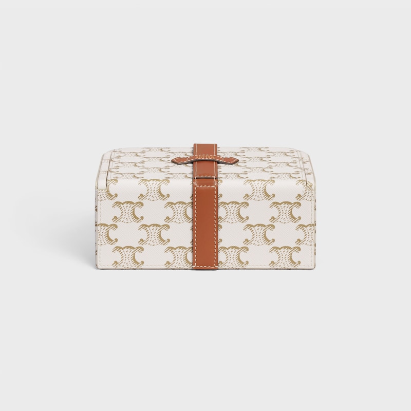 Large Jewels Case in Triomphe Canvas and Calfskin - WHITE - BEAUTY ACCESSORIES - 1 | CELINE