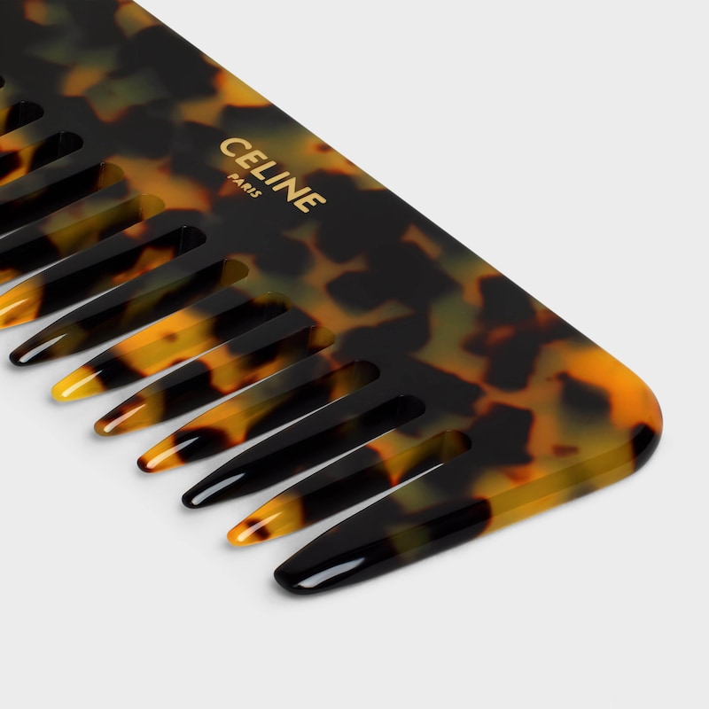 SMALL HAIR COMB IN TRIOMPHE CANVAS - WHITE - CELINE MAISON - 1 | CELINE