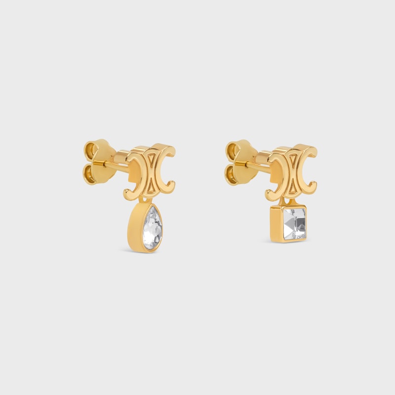 Triomphe Twinkle Earrings in Strass and Brass with Gold Finish - GOLD - CHUSEOK GIFT SELECTION - 1 | CELINE