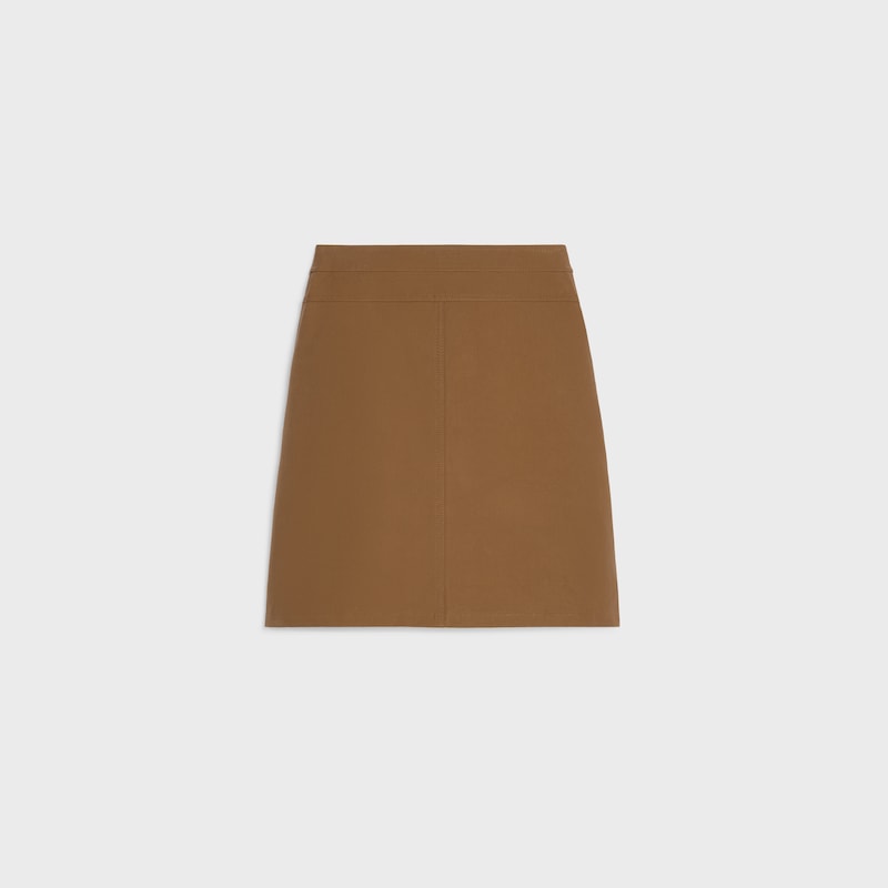 short skirt IN cotton twill - DARK BEIGE -  - 1 | CELINE