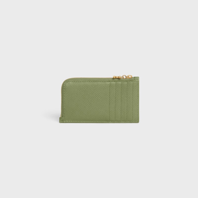 LONG ZIPPED CARD HOLDER IN GRAINED CALFSKIN - LIGHT KHAKI - COIN AND CARD HOLDERS - 1 | CELINE