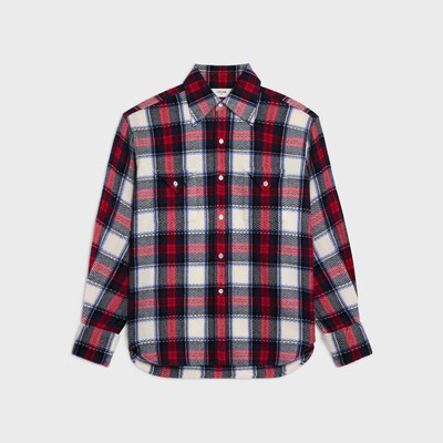 chemise cachemire carreaux - BLACK/RED/WHITE -  - 4 | CELINE