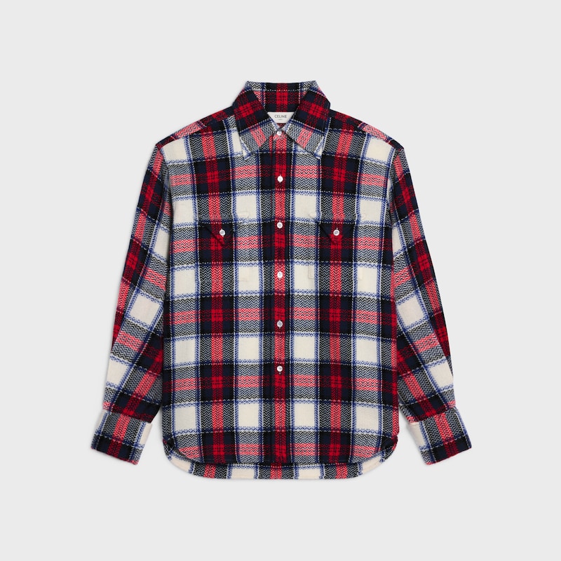chemise cachemire carreaux - BLACK/RED/WHITE -  - 1 | CELINE