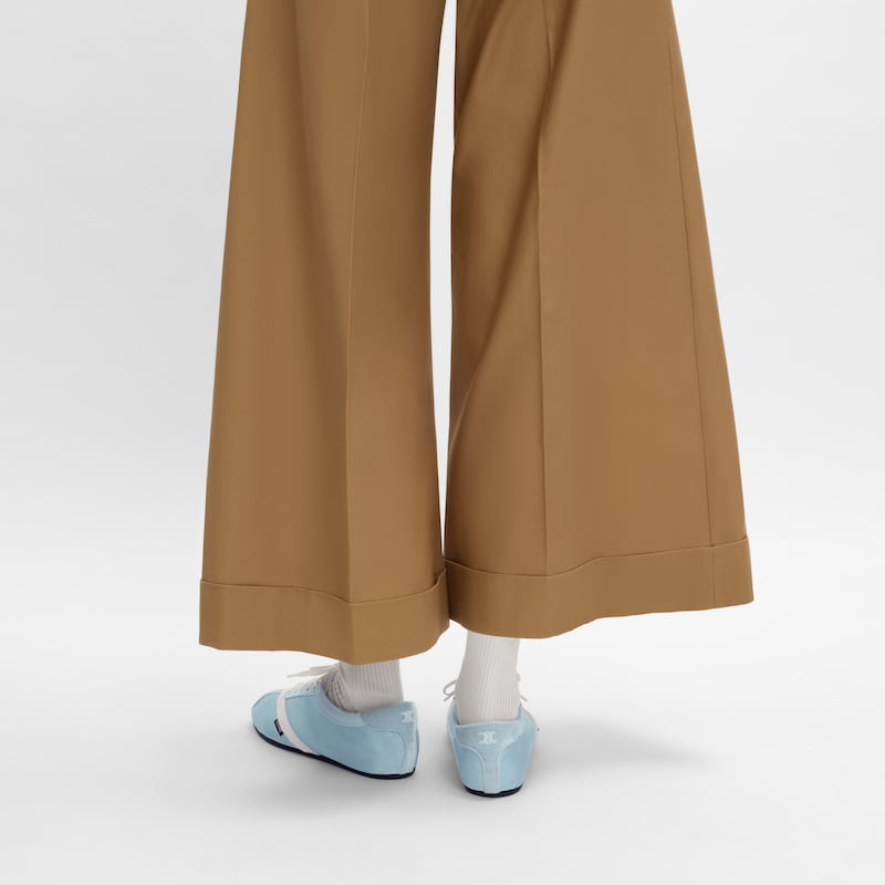 SNEAKER PLANA DE GROGR&Eacute;N, TERCIOPELO, ANTE DE PIEL DE CABRA Y PIEL DE CORDERO - AZUL CLARO / BLANCO &Oacute;PTICO -  - 1 | CELINE