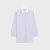 Camicia oversize in cotone chambray a righe - GESSO / BLU -  - 1 | CELINE