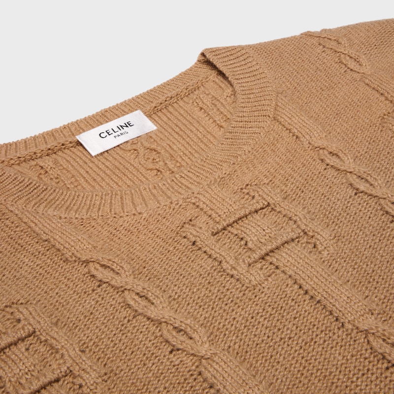 crewneck sweater IN chains cashmere - CAMEL -  - 1 | CELINE
