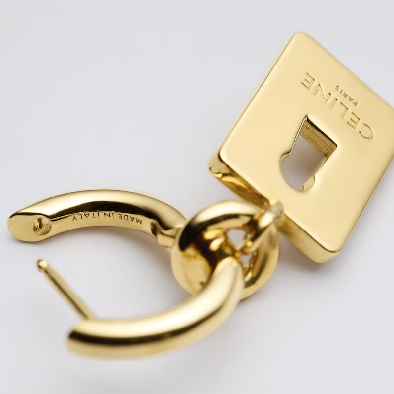 CELINE CHARMS LOCK EARRING IN BRASS WITH GOLD FINISH - GOLD - EARRINGS - 1 | CELINE