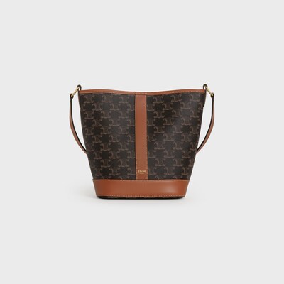 Small Bucket IN Triomphe Canvas and calfskin - TAN - ESSENTIAL GIFTS - 6 | CELINE