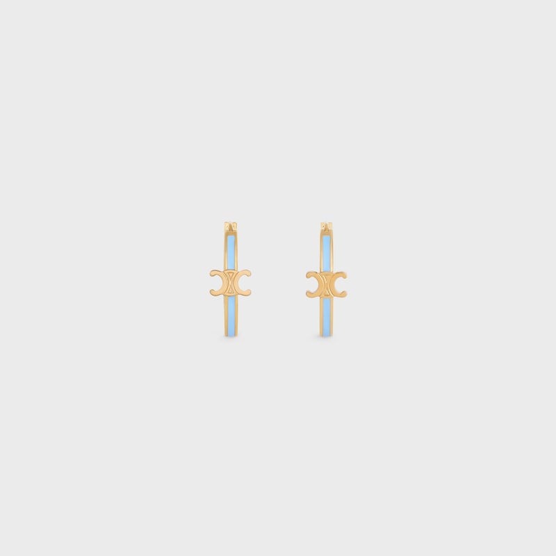 Cr&eacute;oles Triomphe en &Eacute;mail et Laiton Dor&eacute; - Bleu Clair / Dor&eacute; - BOUCLES D'OREILLES - 1 | CELINE