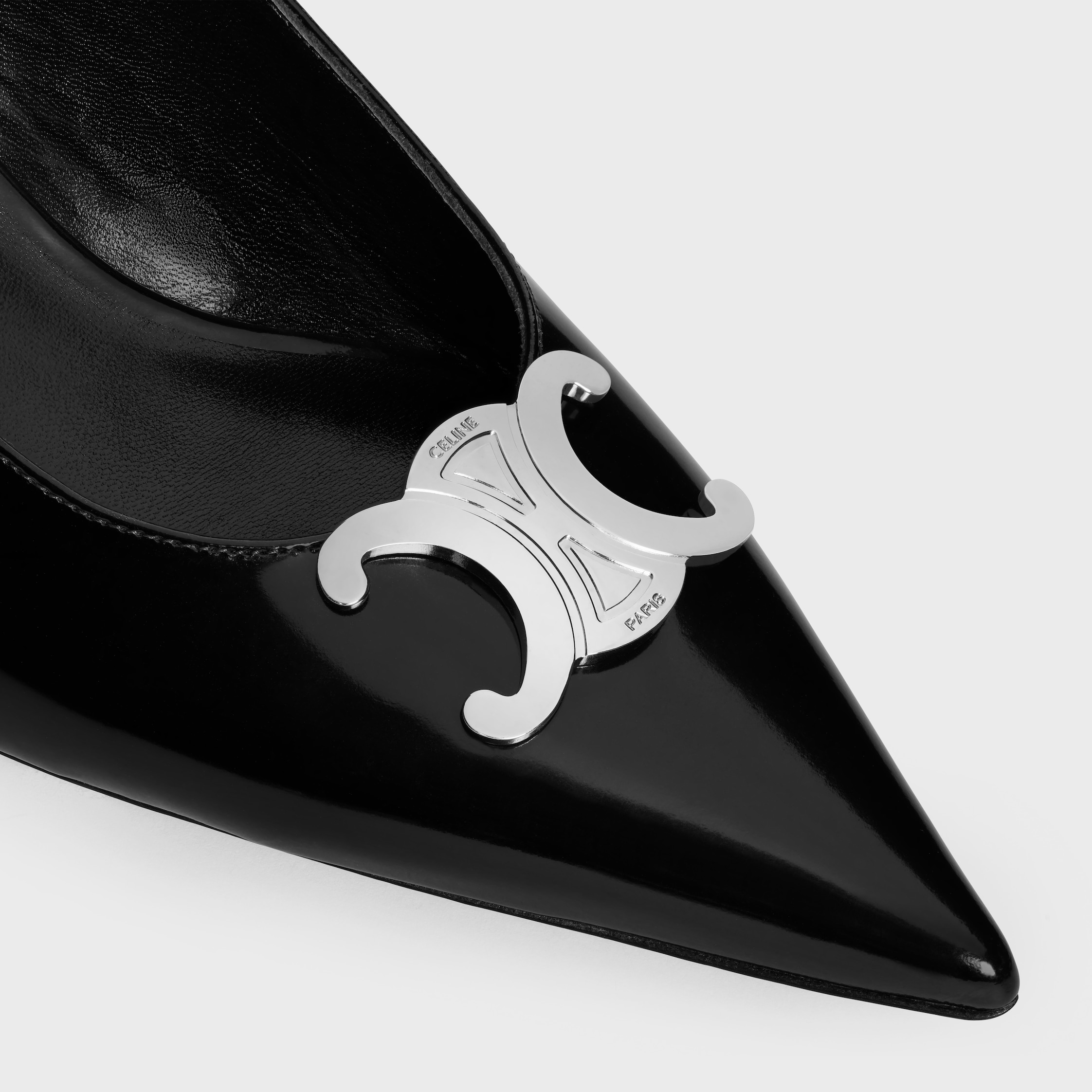 関税込 CELINE ALMA TRIOMPHE SLINGBACK in PATENT CALFSKIN CELINE ALMA TRIOMPHE SLINGBACK IN PATENT CALFSKIN - BLACK