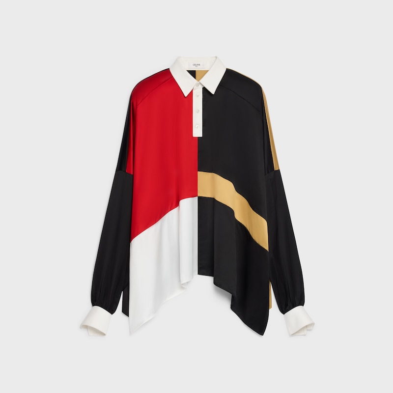 polo shirt IN viscose satin - BLACK -  - 1 | CELINE