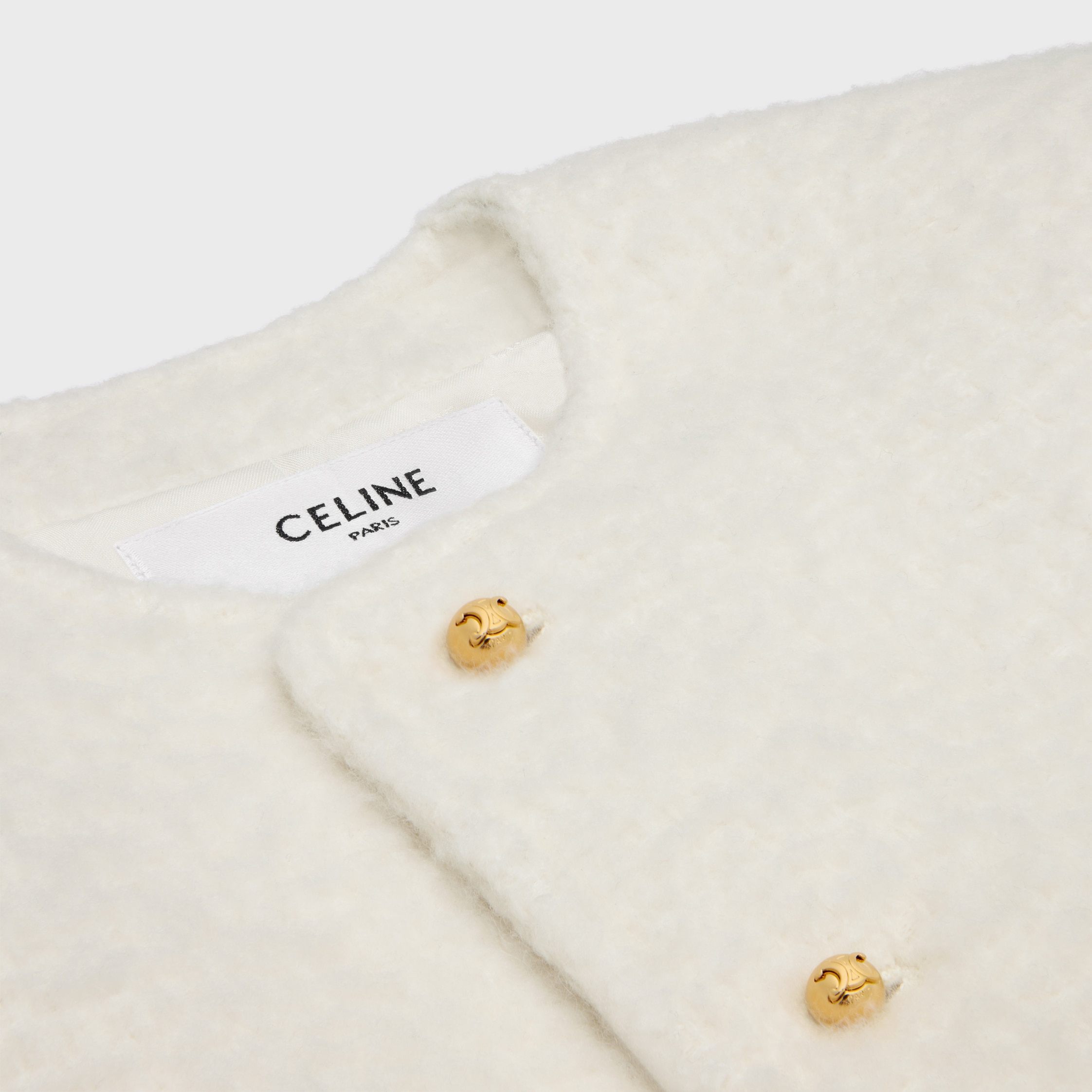 icone jacket IN cashmere and wool natté - WHITE | CELINE