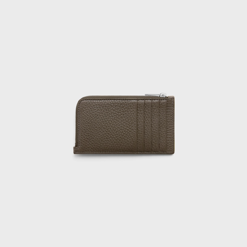 LONG ZIPPED CARD HOLDER IN GRAINED CALFSKIN - DARK MOSS - NEW - 1 | CELINE