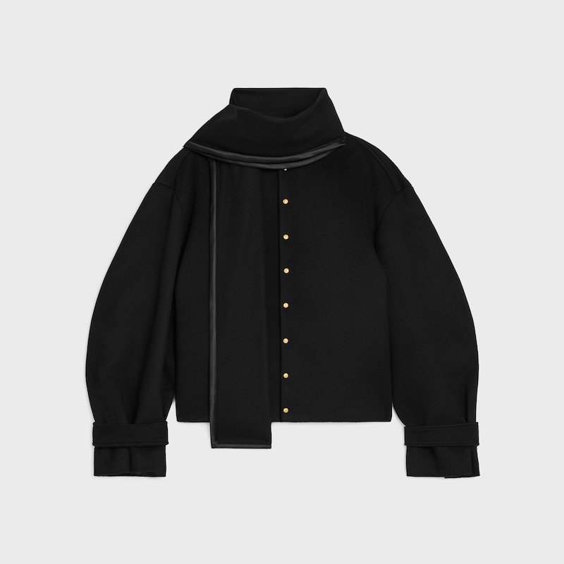 scarf jacket IN WOOL CLOTH - BLACK -  - 1 | CELINE