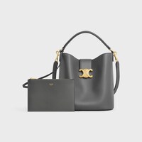 MEDIUM LOUISE BAG in SMOOTH CALFSKIN - ANTHRACITE - BUCKET BAGS - 1 | CELINE