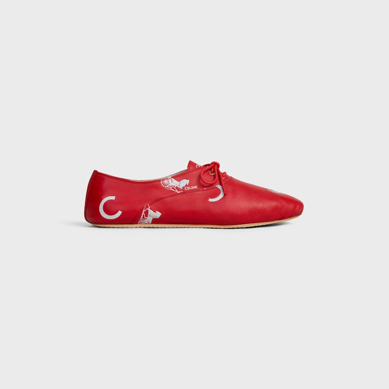 BALLET - LACE-UP SHOE IN "C" AND "Calèche" Stamped Lambskin - RED/WHITE -  - 1 | CELINE