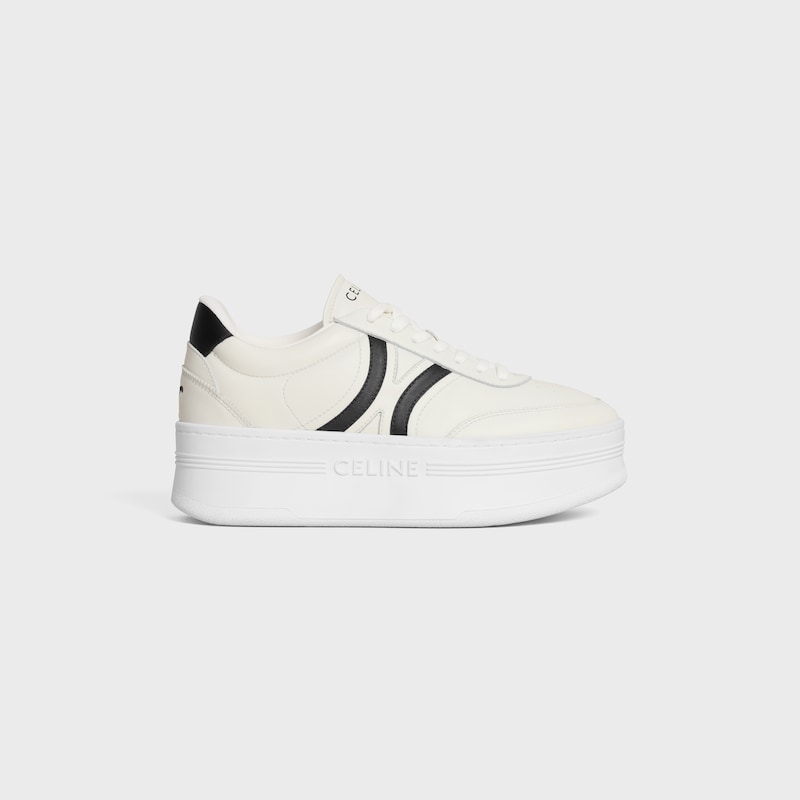 CELINE - BLOCK SNEAKERS WITH BACK TRIOMPHE AND WEDGE OUTSOLE IN CALFSKIN - MILK / BLACK -  - 1 | CELINE