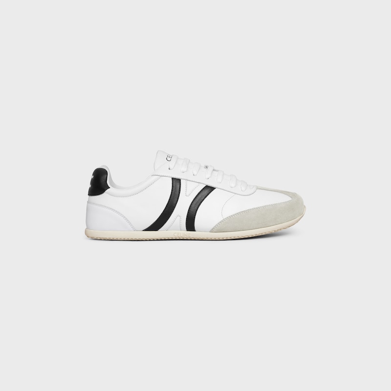 CELINE JOGGER LOW LACE-UP SNEAKER WITH TRIOMPHE in CALFSKIN AND SUEDE CALFSKIN - OPTIC WHITE/GREY/BLACK -  - 1 | CELINE