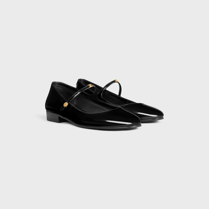 BALLERINE CITY EN CUIR DE VEAU BRILLANT - Noir -  - 1 | CELINE