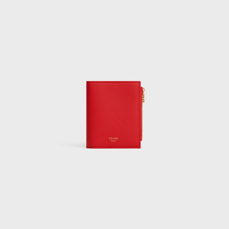 PORTEFEUILLE COMPACT TRIOMPHE CHARMS VEAU GRAIN&eacute; - ULTRA ROUGE - PORTEFEUILLES - 1 | CELINE