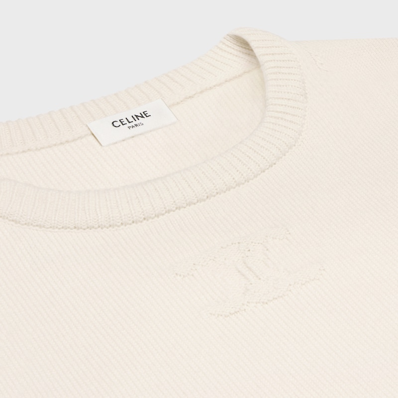 Crew neck sweater in heritage cashmere - OFF WHITE -  - 1 | CELINE