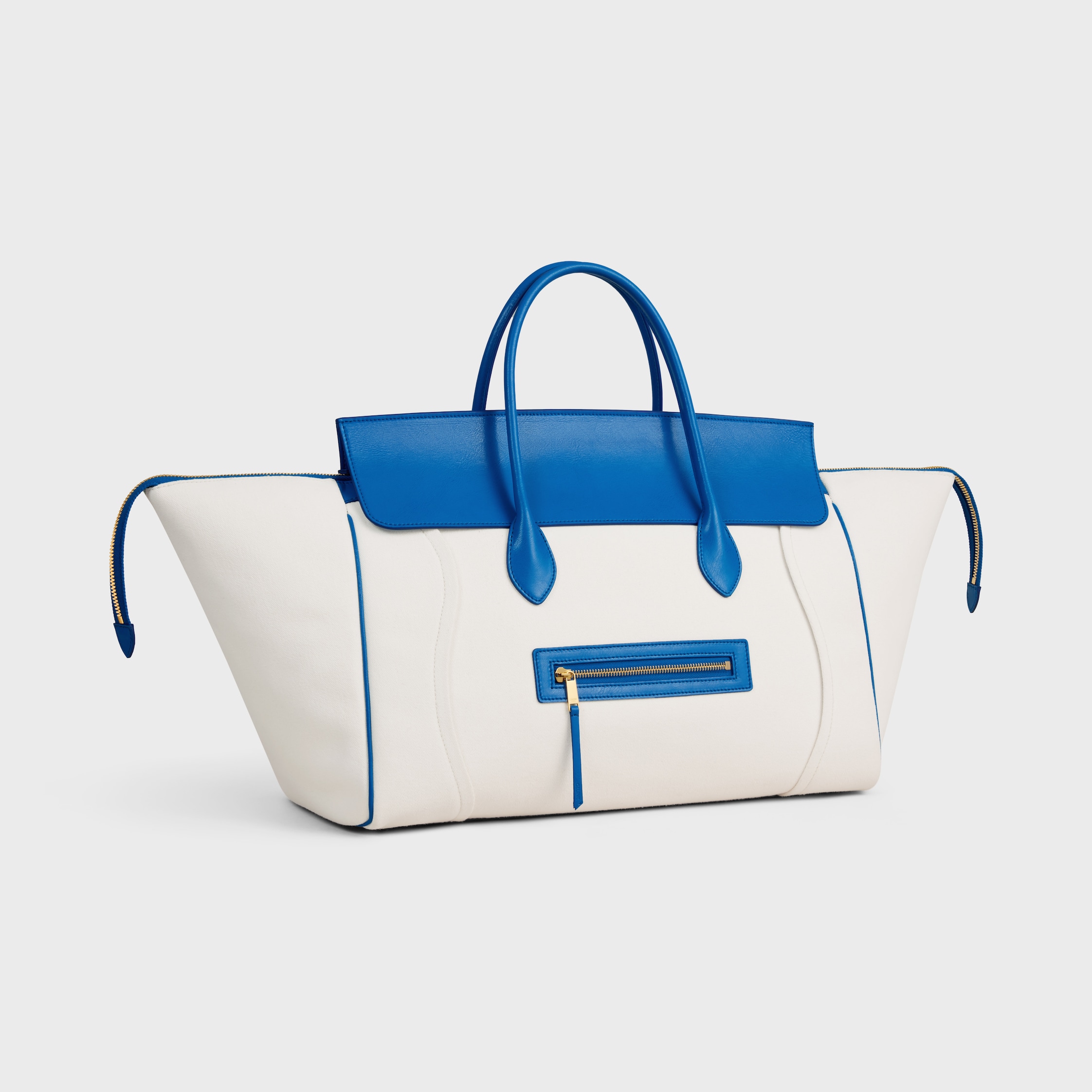 K*K様 CÉLINE エッジ バッグ ラージ※A4可 BIG LUGGAGE IN textile and calfskin - NATURAL / ULTRA BLUE | CELINE