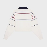 Triomphe桑蠶絲棉質短款Polo衫 - 米白色/海藍色/紅色 -  - 2 | CELINE