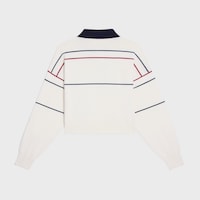 triomphe cropped polo in silk cotton - OFF WHITE / NAVY / RED -  - 2 | CELINE