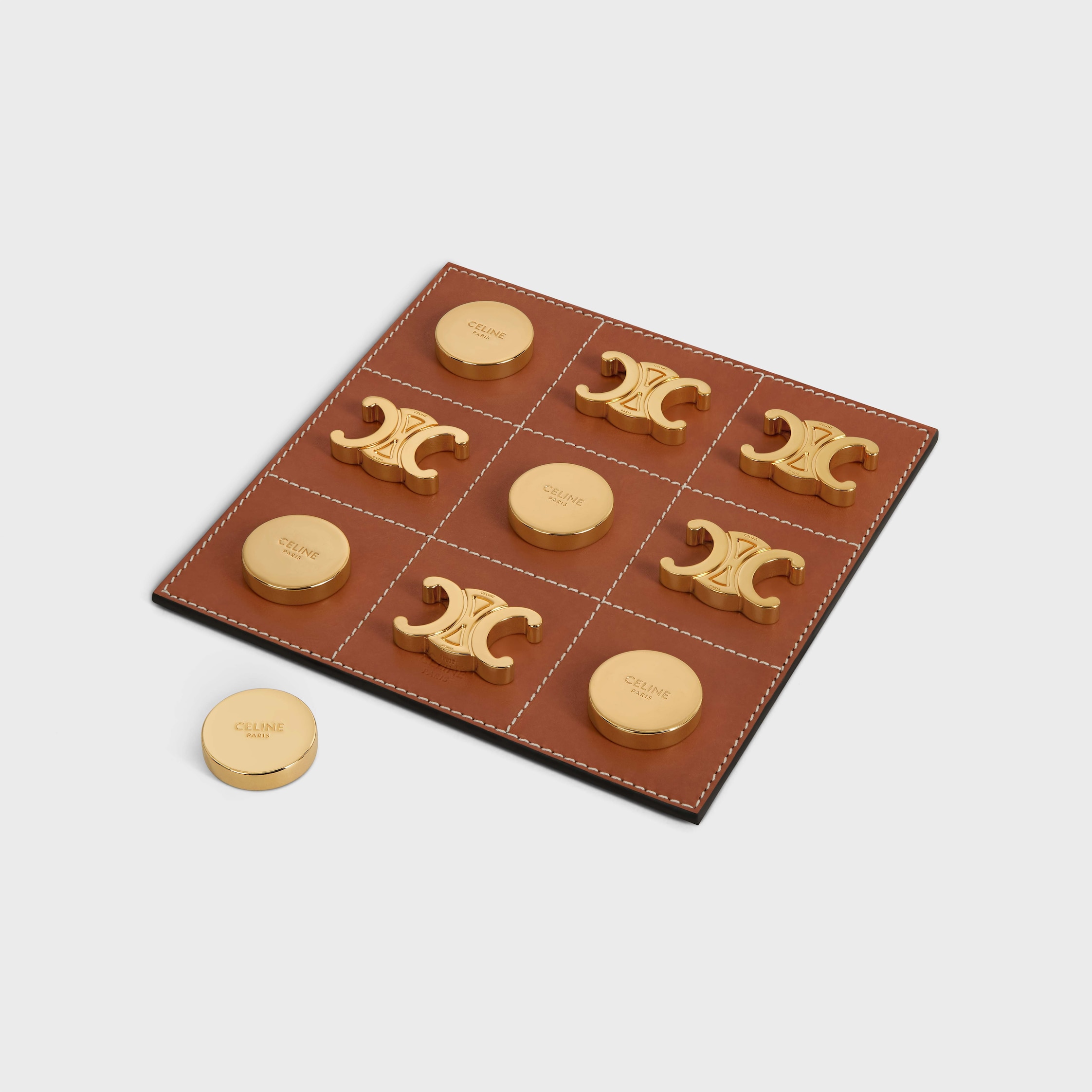 Tic Tac Toe in calfskin and brass - TAN | CELINE