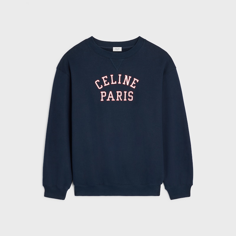 SWEATSHIRT IN cotton fleece - NAVY / RED / WHITE -  - 1 | CELINE