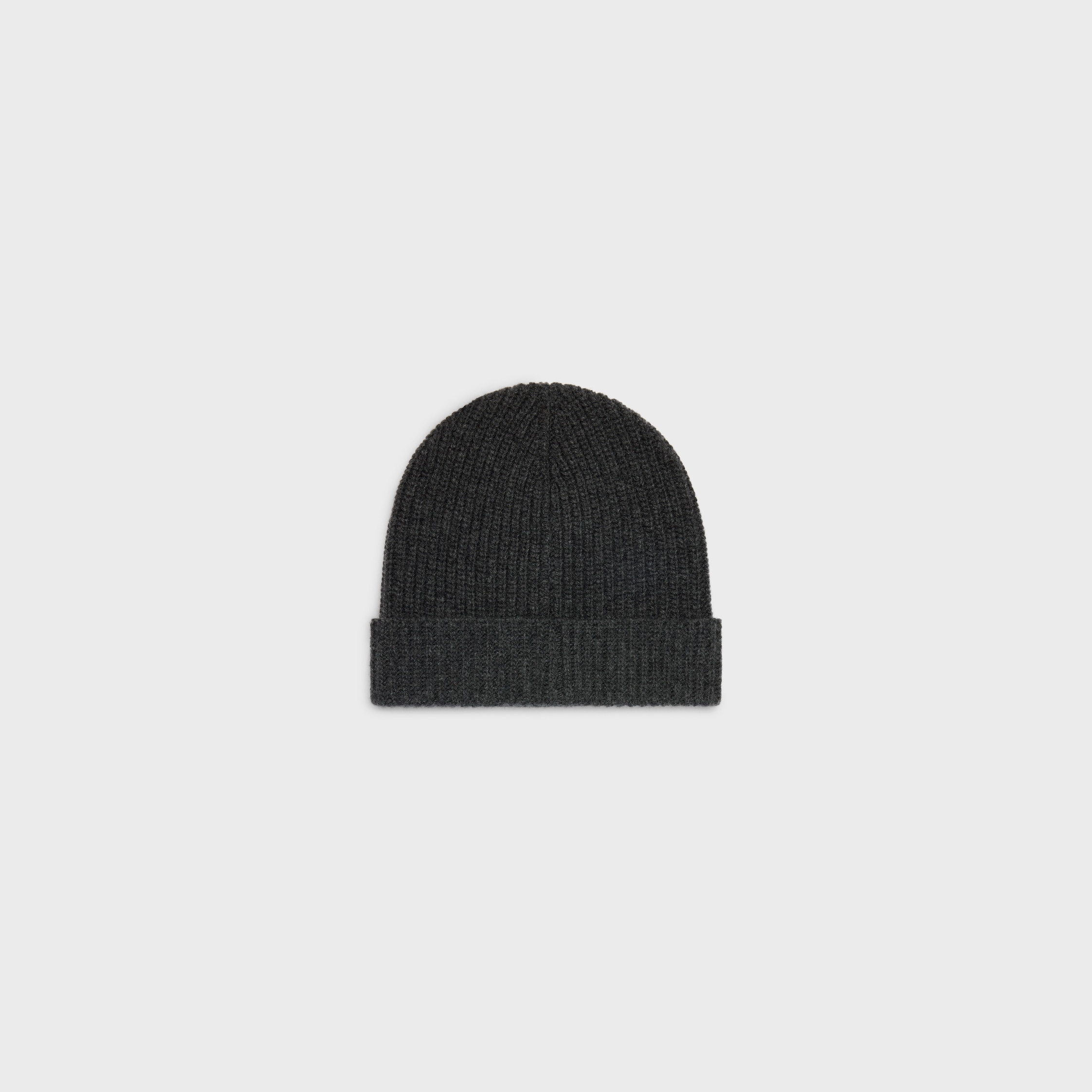 celine beanie in ribbed wool - ANTHRACITE | CELINE