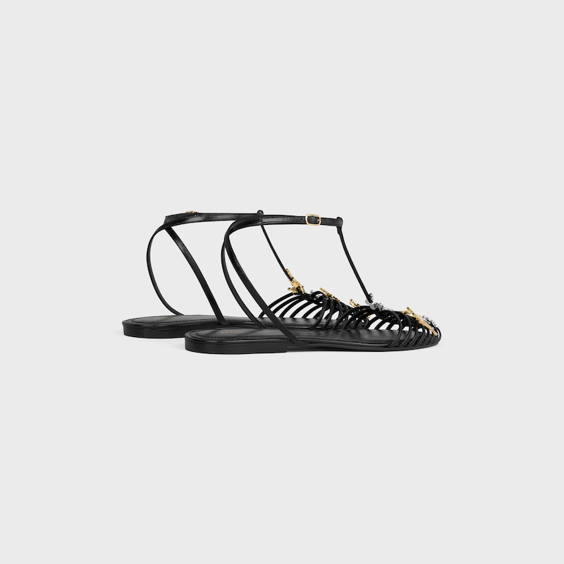 CAGE FLAT SANDAL IN GOATSKIN - BLACK -  - 1 | CELINE