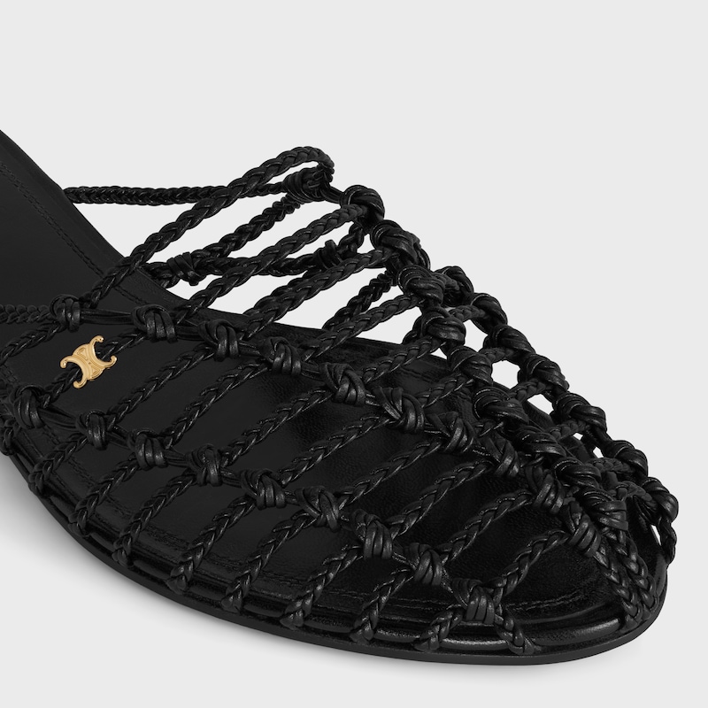 SCOOBIE BRAIDED MULE IN GOATSKIN - BLACK -  - 1 | CELINE