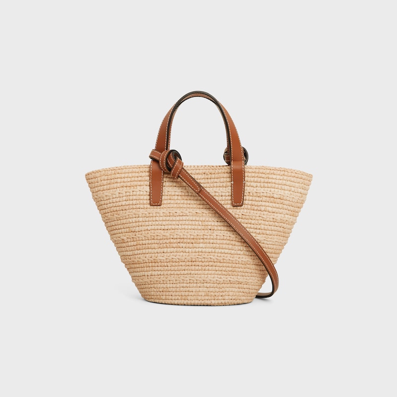 BOLSO NANO CELINE CLASSIC PANIER FLEXIBLE DE RAFIA Y PIEL DE BECERRO - NATURAL / TOSTADO - M&Aacute;S MODELOS - 1 | CELINE