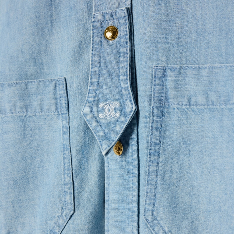 Camisa en denim de algod&oacute;n - FADED CHAMBRAY -  - 1 | CELINE