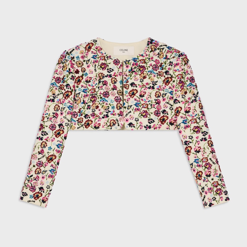 embroidered bolero jacket IN DIAGONAL WOOL - OFF WHITE -  - 1 | CELINE