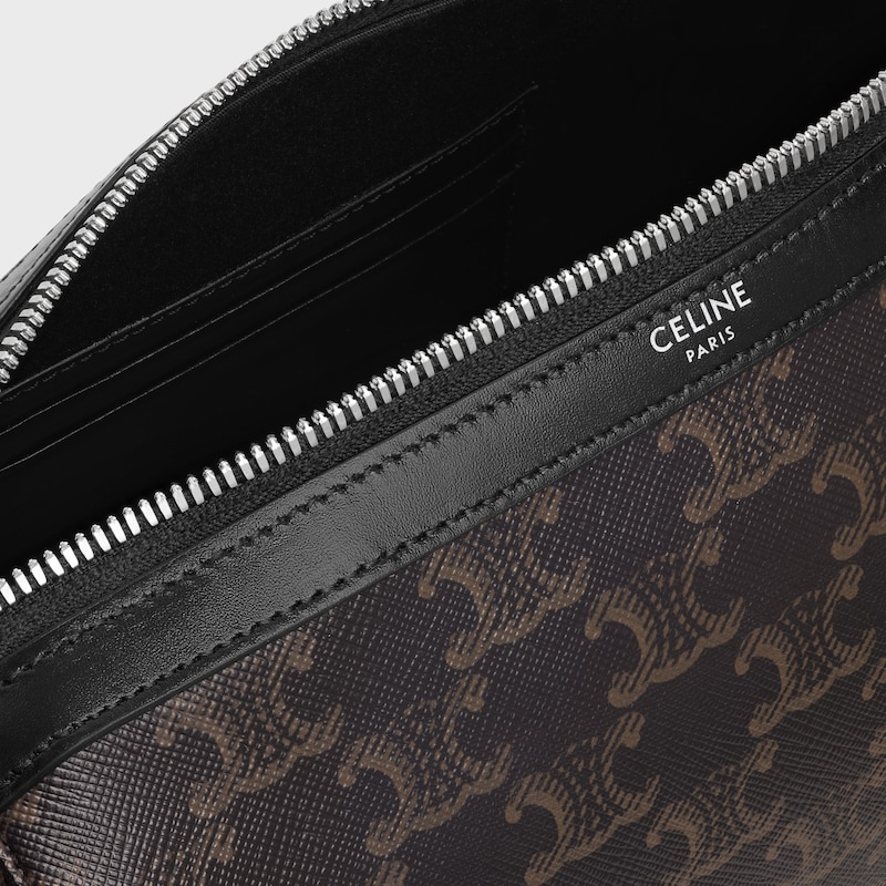 迷你TRIOMPHE CANVAS標誌印花及牛皮革波士頓手袋 - 黑色 - 商務及旅行袋 - 1 | CELINE