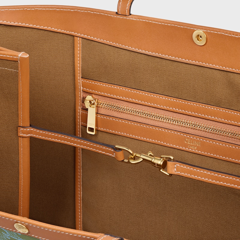 LARGE FLAT SHOPPER IN Triomphe Canvas - LIGHT KAKI / SKY BLUE - TOP-HANDLE BAGS - 1 | CELINE