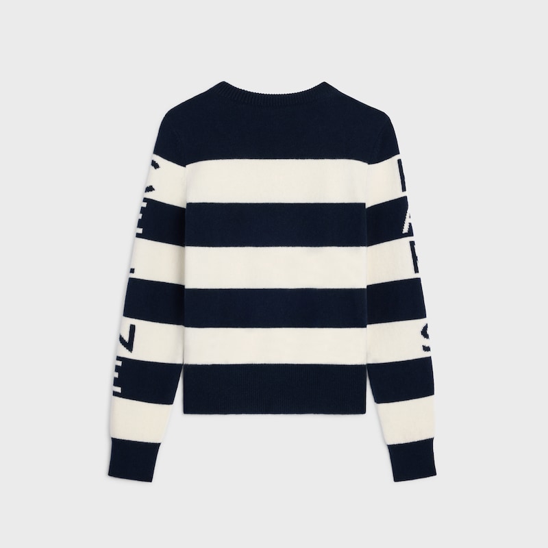 crewneck sweater IN wool cashmere - ECRU/NAVY -  - 1 | CELINE