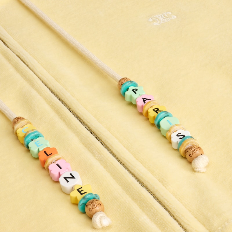 loose zip up hoodie IN VELVET COTTON - PALE YELLOW/OFF WHITE -  - 1 | CELINE