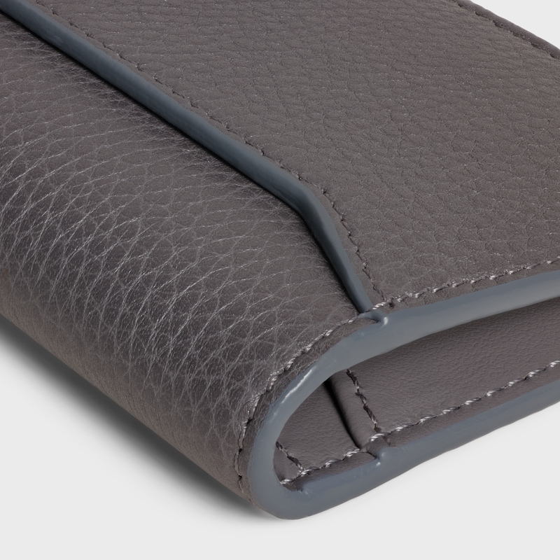 VERTICAL CARD HOLDER IN GRAINED CALFSKIN - GREY - COIN AND CARD HOLDERS - 1 | CELINE