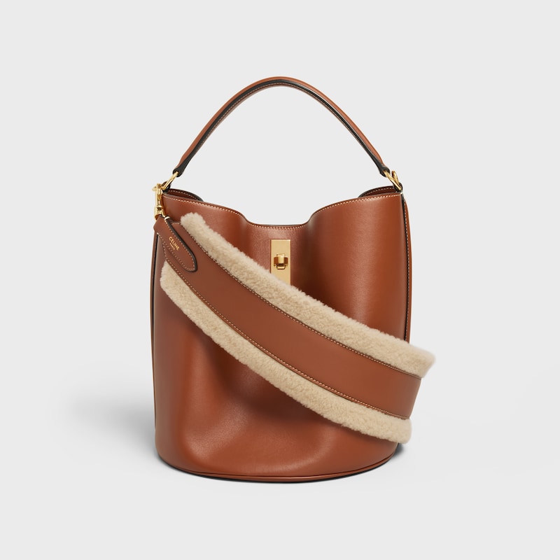 long strap in Shearling and calfskin - NATURAL / TAN - CHARMS AND ACCESSORIES - 1 | CELINE