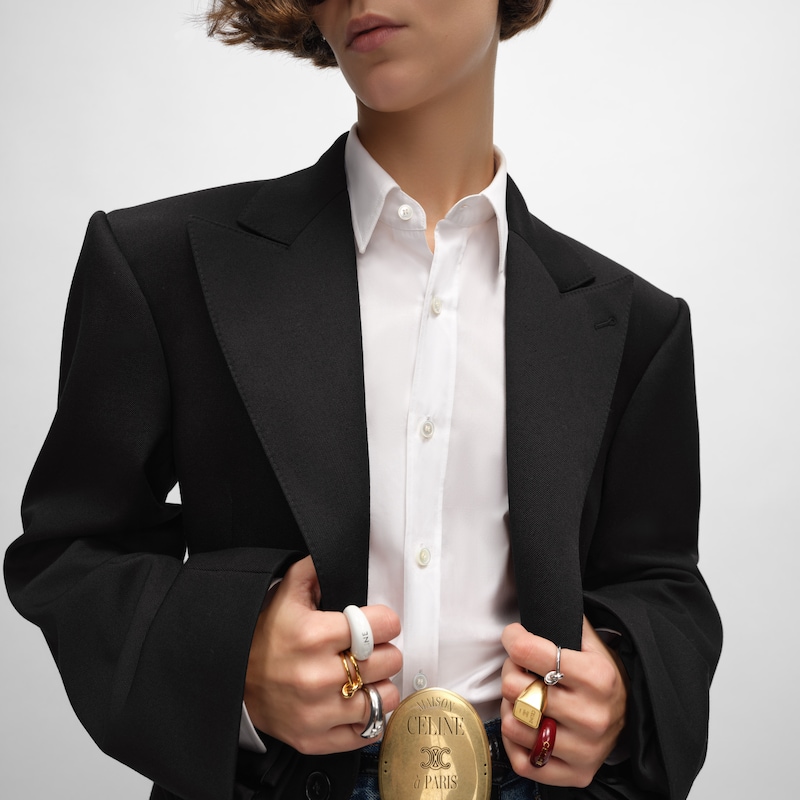 colonne jacket IN DIAGONAL WOOL - BLACK -  - 1 | CELINE