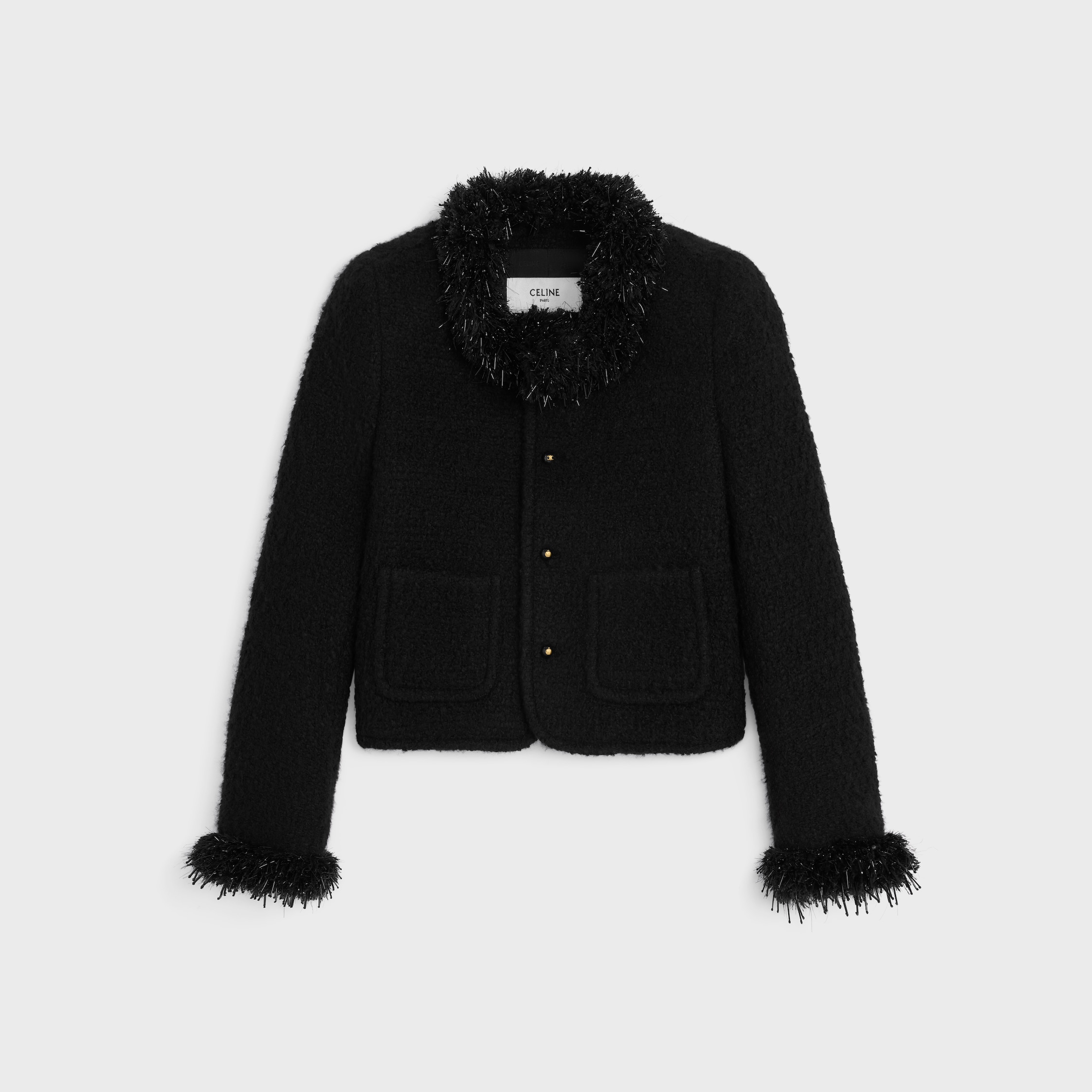 chelsea jacket IN cashmere and wool natté - BLACK | CELINE