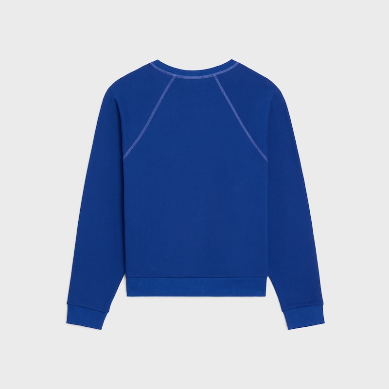 SUDADERA DE CORTE REGULAR DE FELPA DE ALGOD&Oacute;N - AZUL BANDERA / BLANCO ROTO -  - 1 | CELINE